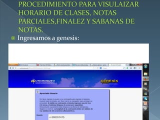  Ingresamos a genesis:
 