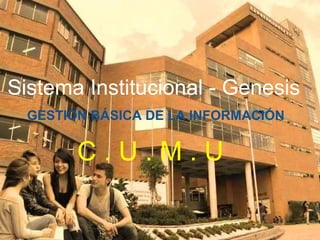 Sistema Institucional - Genesis
  GESTIÓN BÁSICA DE LA INFORMACIÓN


        C.U.M.U
 