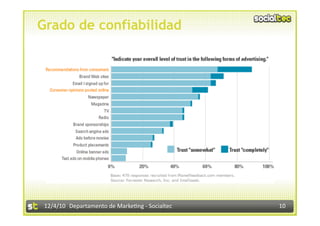 Grado de confiabilidad




 12/4/10  Departamento de Marke3ng ‐ Socialtec    10 
 