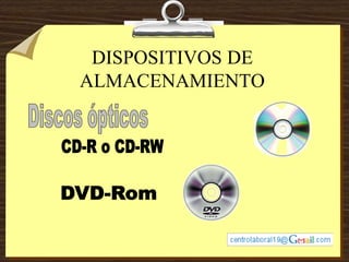 DISPOSITIVOS DE
ALMACENAMIENTO
 