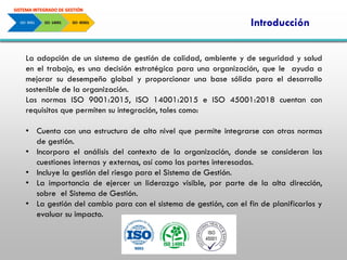 SISTEMA INTEGRADO DE GESTIÓN, ISO 9001, 14001 Y 45001 | PDF