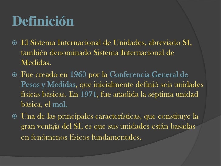 Sistema internacional de medidas y pesas Sistema internacional de medidas y pesas