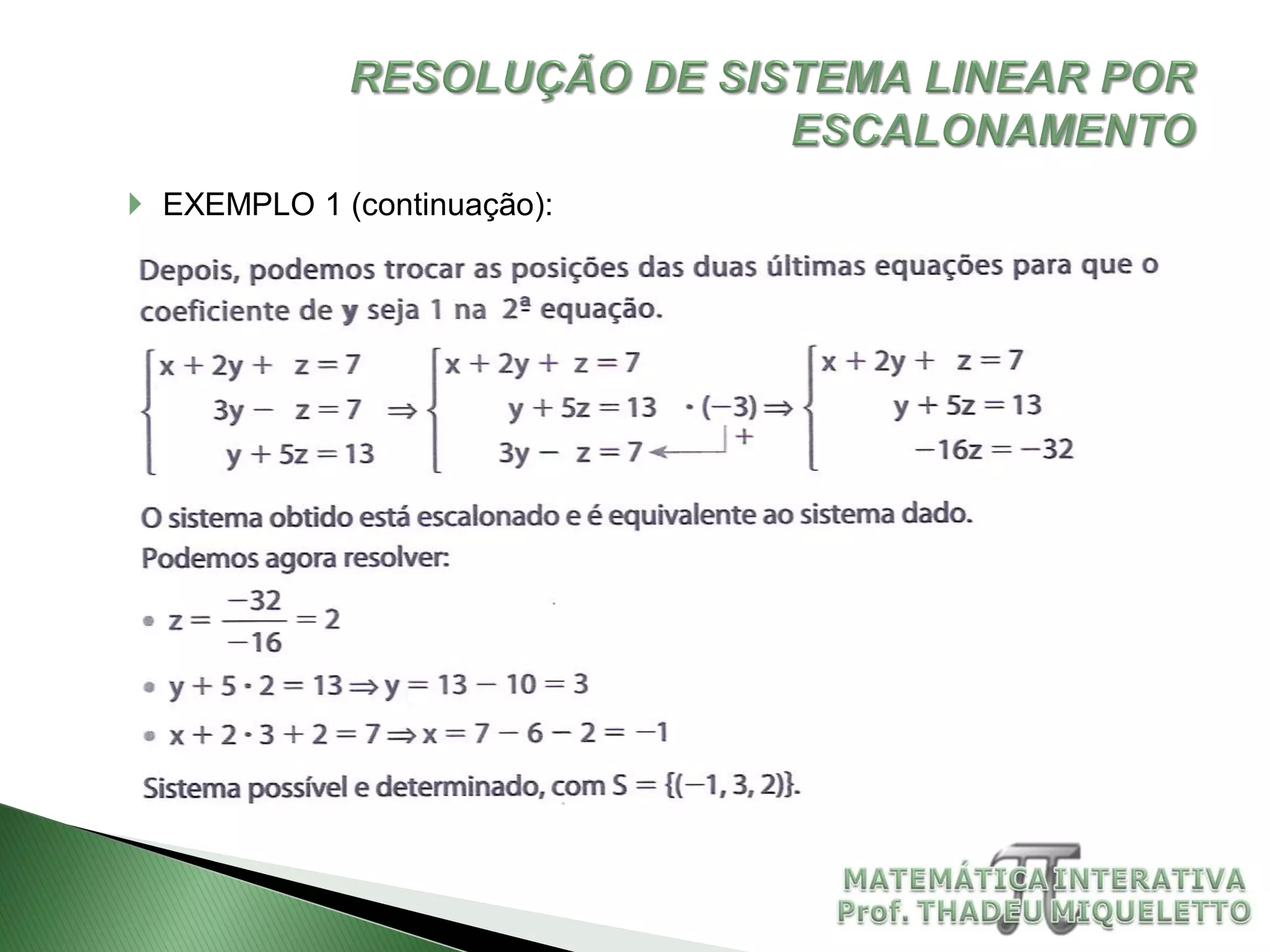 Sistema linear escalonamento | PDF