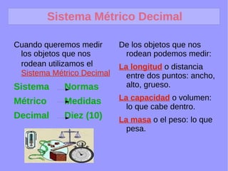 Sistema Métrico Decimal ,[object Object]