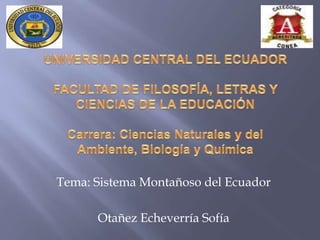 Tema: Sistema Montañoso del Ecuador
Otañez Echeverría Sofía

 