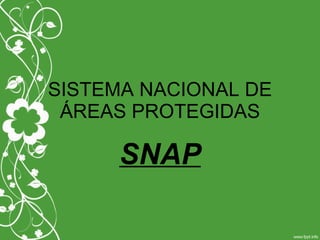 SISTEMA NACIONAL DE ÁREAS PROTEGIDAS SNAP 