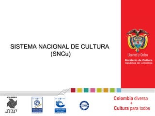 SISTEMA NACIONAL DE CULTURA  (SNCu) Colombia  diversa  +   Cultura  para todos PNLB 2006 