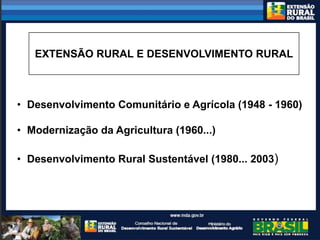CONSTRUÇÃO DE UM SISTEMA NACIONAL DE EXTENSÃO PARA O DESENVOLVIMENTO RURAL SUSTENTÁVEL