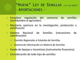 Sistema nacional de semillas México 2012, Por José Manuel Chávez Bravo 