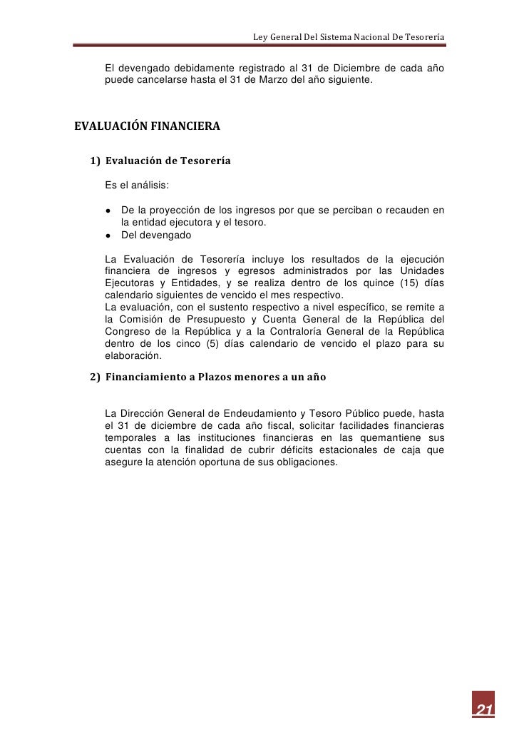 Sistema nacional de tesoreria ley 28693-PERU