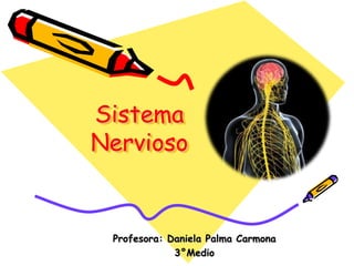 Sistema
Nervioso
Profesora: Daniela Palma Carmona
3°Medio
 
