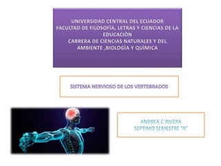 UNIVERSIDAD CENTRAL DEL ECUADOR
FACULTAD DE FILOSOFÌA, LETRAS Y CIENCIAS DE LA
EDUCACIÒN
CARRERA DE CIENCIAS NATURALES Y DEL
AMBIENTE ,BIOLOGÌA Y QUÌMICA
 