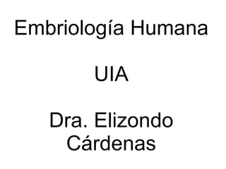 Embriología Humana UIA Dra. Elizondo Cárdenas 