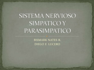 BISMARK NATES B. DIEGO F. LUCERO SISTEMA NERVIOSO SIMPATICO Y PARASIMPATICO 