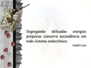 Segregando delicadas energias
psíquicas conserva ascendência em
todo sistema endocrínico.
André Luiz
 