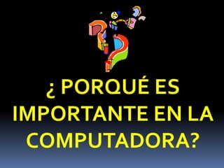 ¿ PORQUÉ ES
IMPORTANTE EN LA
 COMPUTADORA?
 