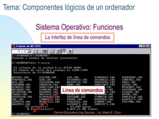 Sistema Operativo: Funciones
Línea de comandos
La Interfaz de línea de comandos
Tema: Componentes lógicos de un ordenador
Centro Educativo Los Sauces . Lic. Alain E. Cruz
 