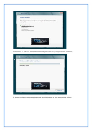 Como se nos ha indicado, el sistema se reiniciará para continuar con los pasos de la instalación:
Al reiniciar, podremos ver una ventana donde se nos indica que se está preparando el sistema:
 