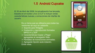 El 30 de Abril del 2009, la actualización fue lanzada, 
basada en el núcleo Linux 2.6.27 e incluye varias 
características nuevas y correcciones de interfaz de 
usuario. 
Es un tema que se utilizaría para todas las 
versiones de aquí en adelante. 
 Soporte para Widgets 
 Grabación y reproducción formatos 
MPEG-4 y 3GP 
 Características Copiar y Pegar 
agregadas al navegador Web. 
 Pantallas de transiciones animadas. 
 Agregada Opción auto-rotación. 
Entre otras. 
 