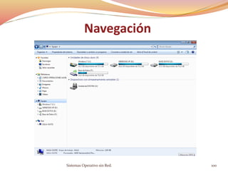 Sistemas Operativo sin Red. 100
Panel de Navegación. Equipo
 