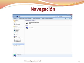 Sistemas Operativo sin Red. 102
Panel de Navegación. Red
 