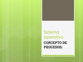 Sistema
operativo
Concepto de
procesos:
 