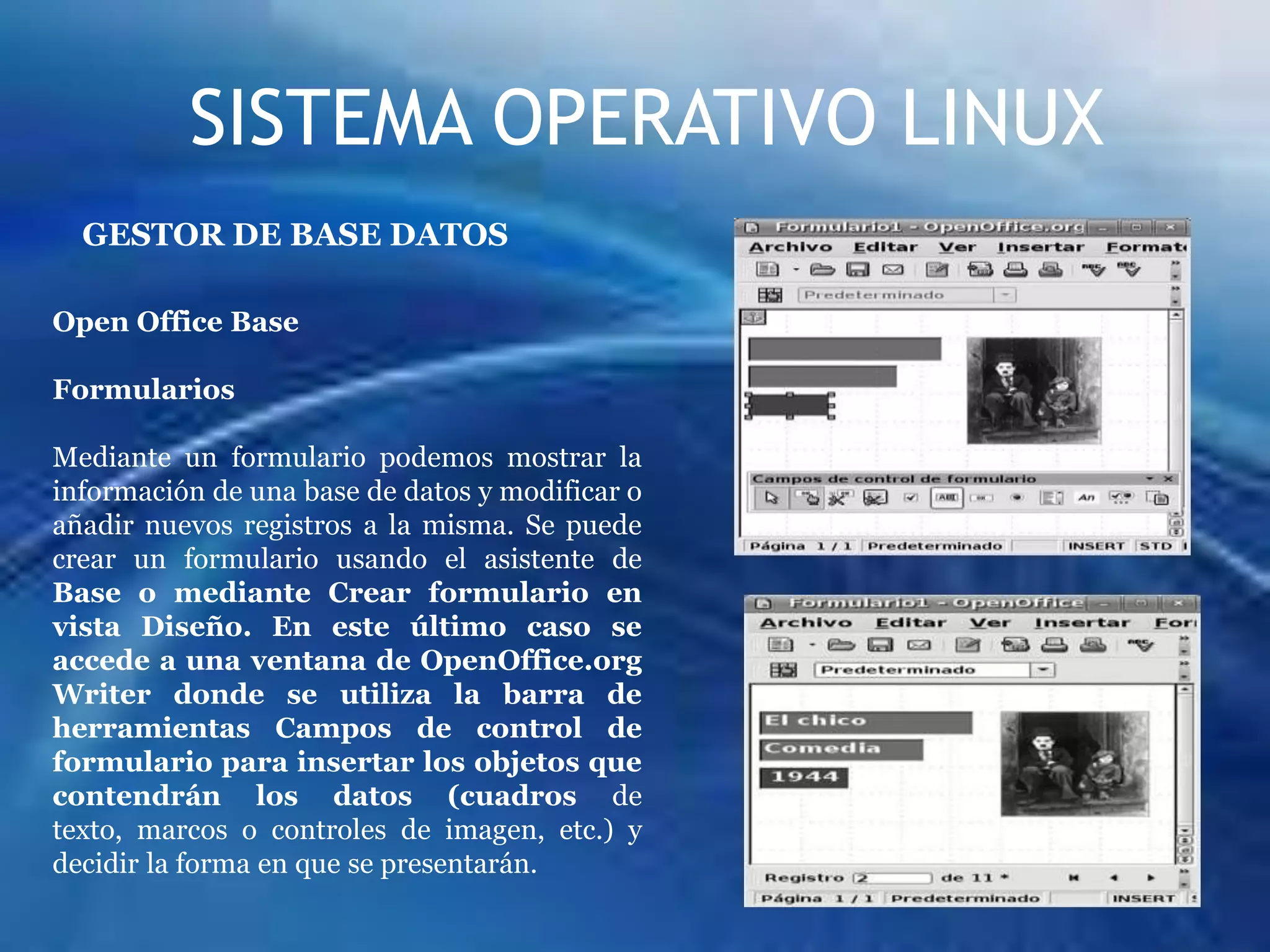 SISTEMA OPERATIVO LINUXDISEÑO ASISTIDO POR ORDENADORGimpPermite modificar imágenes: recortarlas, girarlas, cambiar su tamaño, copiarlas. Resulta muy apropiado para configurar  imágenes que deseen incluirse en un documento o subir a alguna página web.