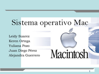 1
Sistema operativo Mac
Leidy Suarez
Keren Ortega
Yuliana Pozo
Juan Diego Pérez
Alejandra Guerrero
 