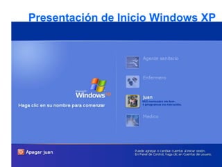 12Prof. Juan Torres
Presentación de Inicio Windows XP
• Una vez iniciado el sistema, puede
aparecer una pantalla de autenticación
 