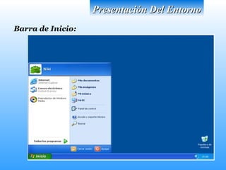 Presentación Del Entorno Barra de Inicio: 