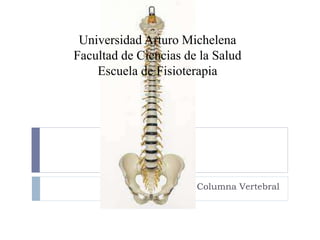 Universidad Arturo Michelena
Facultad de Ciencias de la Salud
Escuela de Fisioterapia
Columna Vertebral
 