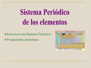 Estructura del Sistema Periódico
Propiedades periódicas
 