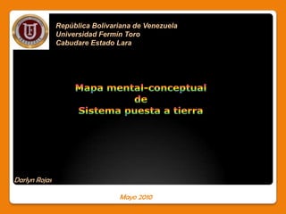                      República Bolivariana de Venezuela                     Universidad Fermín Toro                     Cabudare Estado Lara Darlyn RojasMayo 2010 Mapa mental-conceptual de Sistema puesta a tierra 
