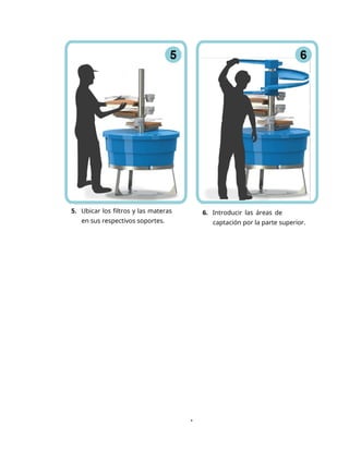 1
5. Ubicar los filtros y las materas
en sus respectivos soportes.
6. Introducir las áreas de
captación por la parte superior.
 