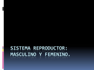 SISTEMA REPRODUCTOR:
MASCULINO Y FEMENINO.
 