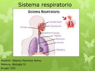 Sistema respiratorio
Alumno: Alberto Martínez Romo
Materia: Biología IV
Grupo: 623
 
