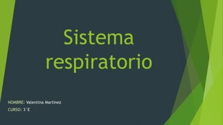 Sistema
respiratorio
NOMBRE: Valentina Martínez
CURSO: 3°E
 