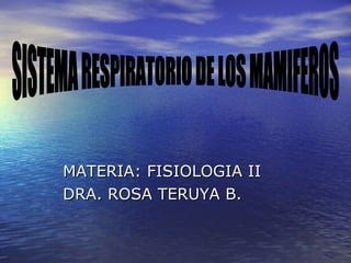 [object Object],[object Object],SISTEMA RESPIRATORIO DE LOS MAMIFEROS 
