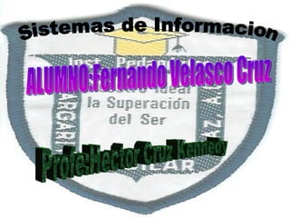 Sistemas de Informacion ALUMNO:Fernando Velasco Cruz Profe:Hector Cruz Kennedy 