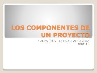 LOS COMPONENTES DE
UN PROYECTO
CALDAS BONILLA LAURA ALEJANDRA
1001-15
 