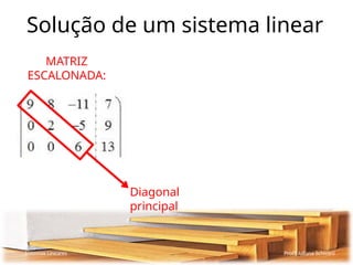 Solução de um sistema linear
Sistemas Lineares Profª Juliana Schivani
MATRIZ
ESCALONADA:
Diagonal
principal
 