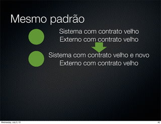 Mesmo padrão
Sistema com contrato velho
Externo com contrato velho
Sistema com contrato velho e novo
Externo com contrato velho
40Wednesday, July 3, 13
 