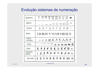 Evolução sistemas de numeração




                             © Celeste Duque
April 1, 2010
                                                 108
 