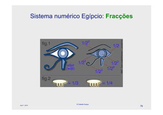 Sistema numérico Egípcio: Fracções




                               © Celeste Duque
April 1, 2010
                                                     76
 