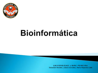 Bioinformática UNIVERSIDAD LIBRE PEREIRA Sebastián Morales, Juliana González, María Alejandra Calle 