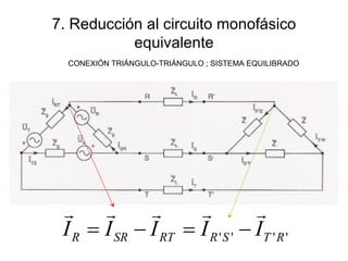 7. Reducción al circuito monofásico equivalente CONEXIÓN TRIÁNGULO-TRIÁNGULO ; SISTEMA EQUILIBRADO 