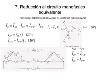 7. Reducción al circuito monofásico equivalente CONEXIÓN TRIÁNGULO-TRIÁNGULO ; SISTEMA EQUILIBRADO 