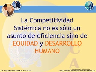 Comportamiento Organizacional La Competitividad Sistémica no es sólo un asunto de eficiencia sino de  EQUIDAD  y  DESARROLLO HUMANO 