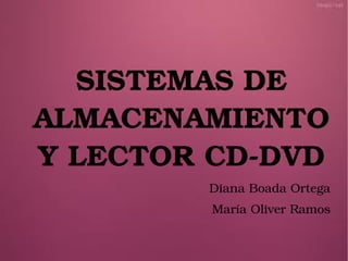 SISTEMAS DE 
ALMACENAMIENTO 
Y LECTOR CD­DVD
Diana Boada Ortega
María Oliver Ramos
 

 

 