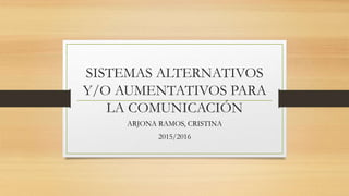 SISTEMAS ALTERNATIVOS
Y/O AUMENTATIVOS PARA
LA COMUNICACIÓN
ARJONA RAMOS, CRISTINA
2015/2016
 
